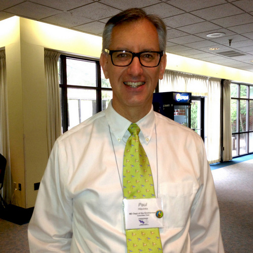 Paul Hlavinka wins the first-ever Golden Rain Drop Award from the Chesapeake Water Environment Association. The pin happens to match his tie.