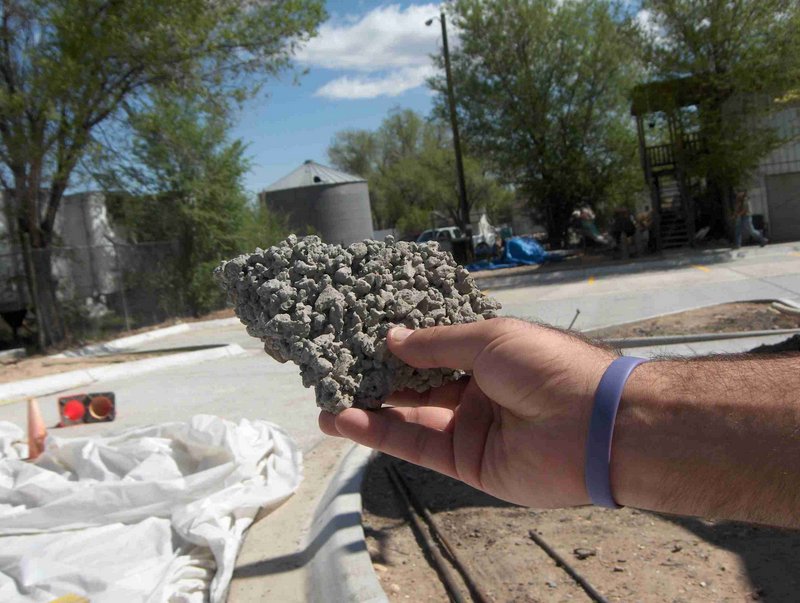 A close-up of porous pavement shows the aggregate openings that allow water to filter through the concrete. Photo credit: City of Fort Collins