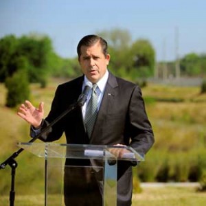 Georgia Ports Authority Executive Director Curtis Foltz unveils new wetlands project. 