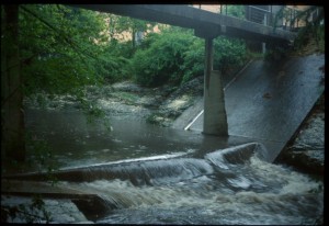 Waller Creek is one of the oldest monitoring sites in the Austin area. First a U.S. Geological Survey site in the 1950s, it is now monitored by the City of Austin through its Texas Pollutant Discharge Elimination System permit. Image credit: COA-WPD-WQM