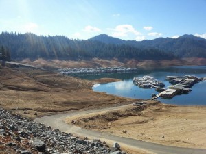 Shasta Lake is the largest manmade reservoir in California, with a capacity of 5.6 billion cubic meters (4,552,000 acre-feet). U.S. Geological Survey/photo by Angela Smith.